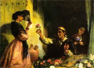 Un espagnol Fleur Vendeur Edwin Long Peinture à l'huile